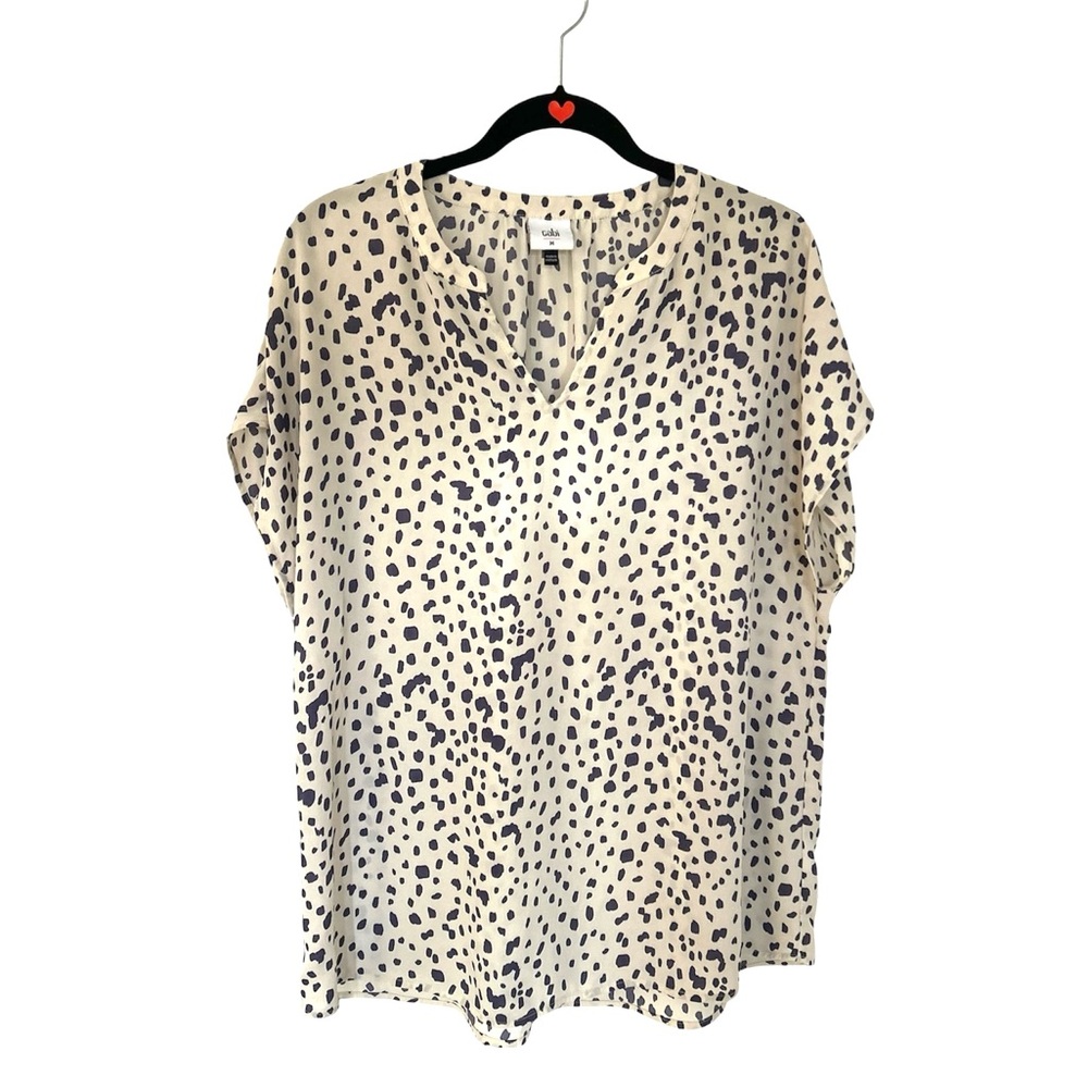 Cabi Top Off-White Purple Print Women’s Size Medium EUC